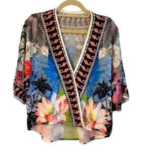 Jealous Tomato Floral Wrap Women’s Blouse Size Small